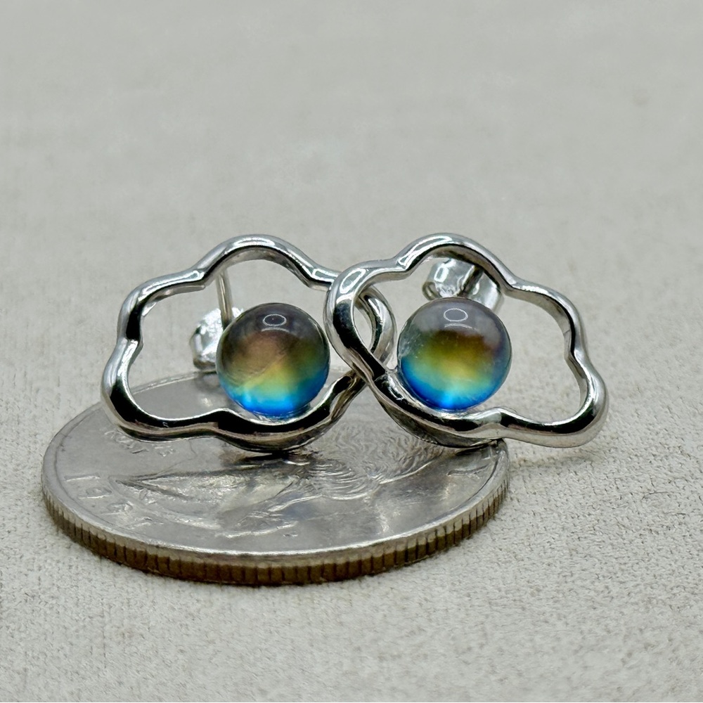 Silver Cloud Earrings With Iridescent Madagascar … - image 6